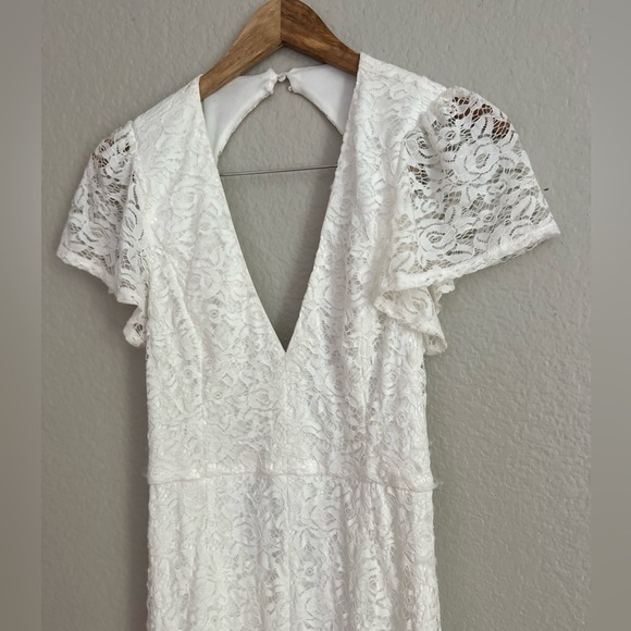 Your Hand in Mine White Lace Flutter Sleeve Maxi Dress - Picture 6 of 9